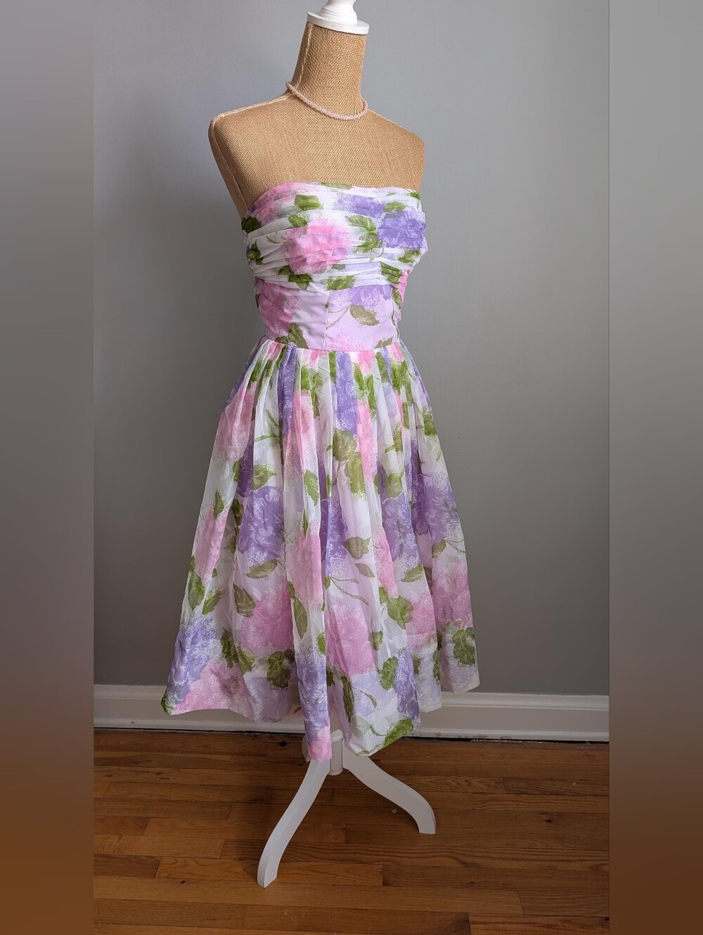 Vintage 1950's floral chiffon party dress